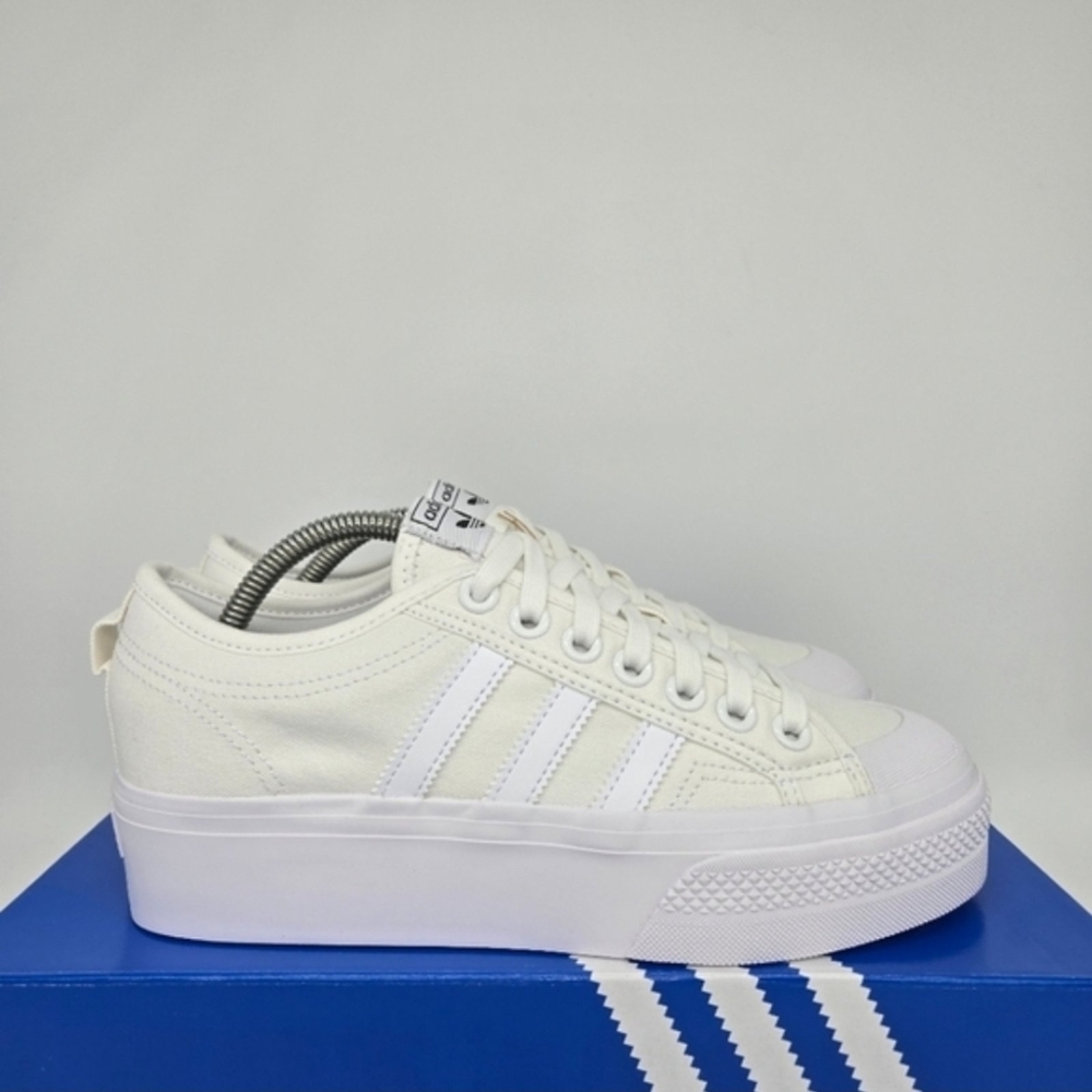 New adidas Nizza Platform Triple White Women's Shoes Size 9.5 - Picture 3 of 8